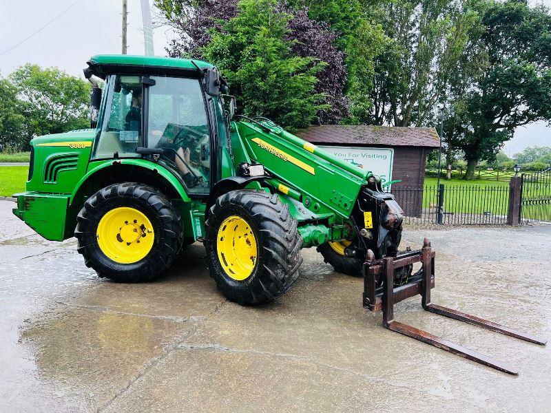 JOHN DEER 3800 4WD TELEHANDLER C/W PIN & CONE HEAD STOCK & TINES *VIDEO*