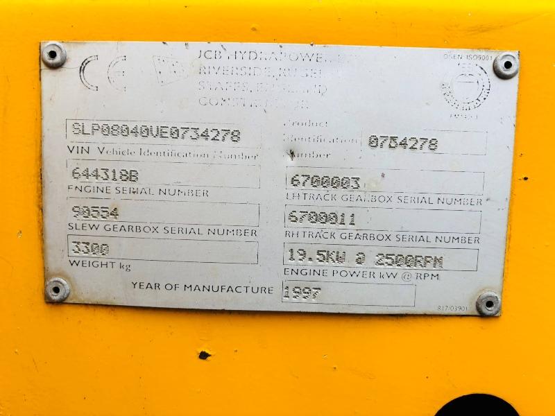JCB 804 PLUS TRACKED EXCAVATOR *3619 HOURS* C/W RUBBER TRACKS *VIDEO*