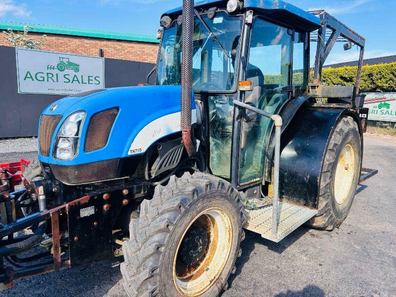 NEW HOLLAND TN75DA TRACTOR *C/W TURFER CONVEYOR AND PALLET TINES*VIDEO*