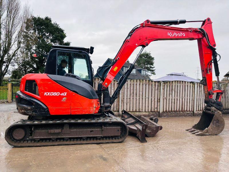 KUBOTA KX080-4TRACKED EXCAVATOR *YEAR 2020, 3465 HOURS* C/W QUICK HITCH *VIDEO*