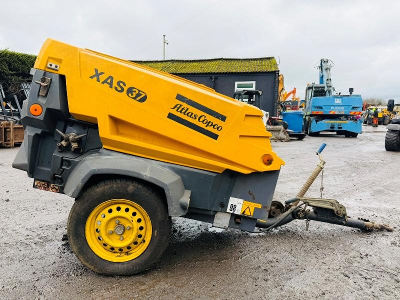 ATLAS COPCO XAS37 TOWABLE AIRCOMPRESSOR*1804 HOURS*VIDEO*