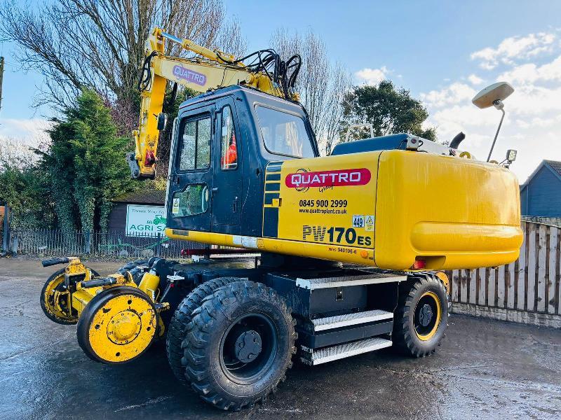 KOMATSU PW170ES-6K 4WD WHEELED EXCAVATOR C/W QUICK HITCH & RAILWAY GEAR *VIDEO*