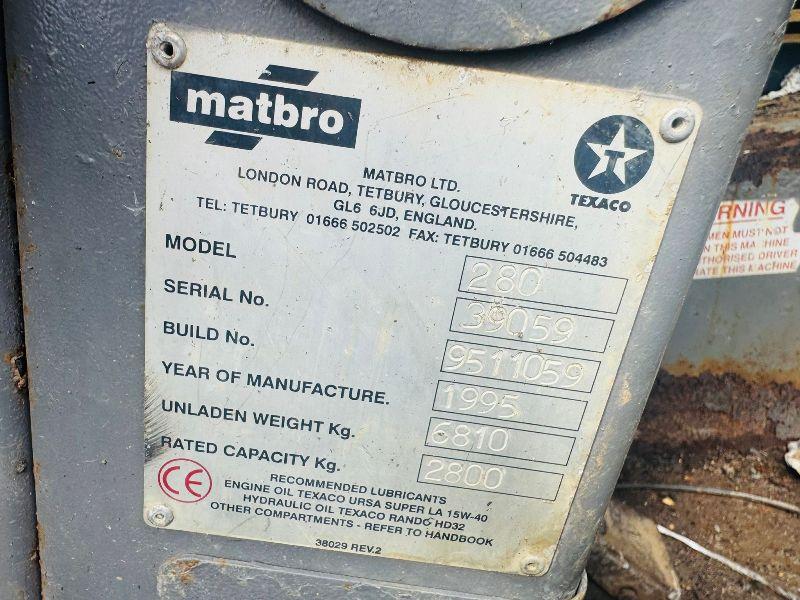 MATBRO TS280 TELEHANDLER*C/W PALLET TINES AND BUCKET*VIDEO*