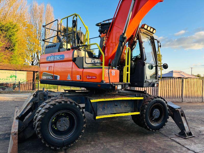 DOOSAN DX170W 4WD WHEELED EXCAVATOR *YEAR 2016* C/W HYDRAULIC TILITING QH *VIDEO*