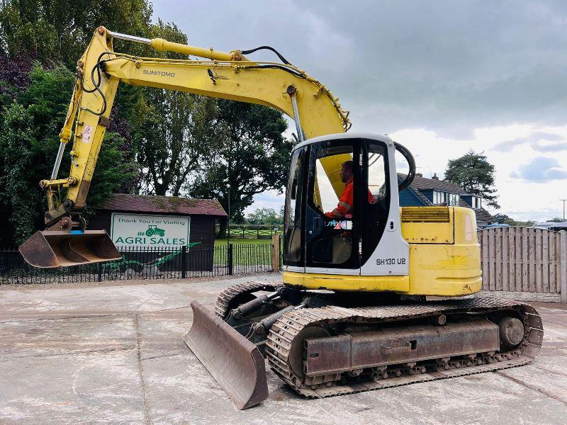 SUMITOMO SH130 TRACKED EXCAVATOR C/W BLADE & QUICK HITCH *VIDEO*