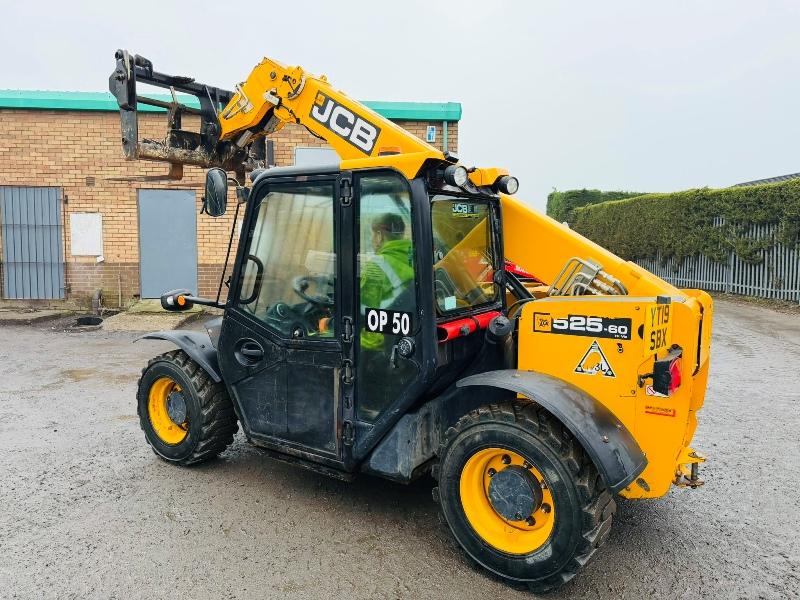 JCB 525-60 HI VIZ TURBO TELEHANDLER*YEAR 2019*C/W BUCKET & TINES*VIDEO*