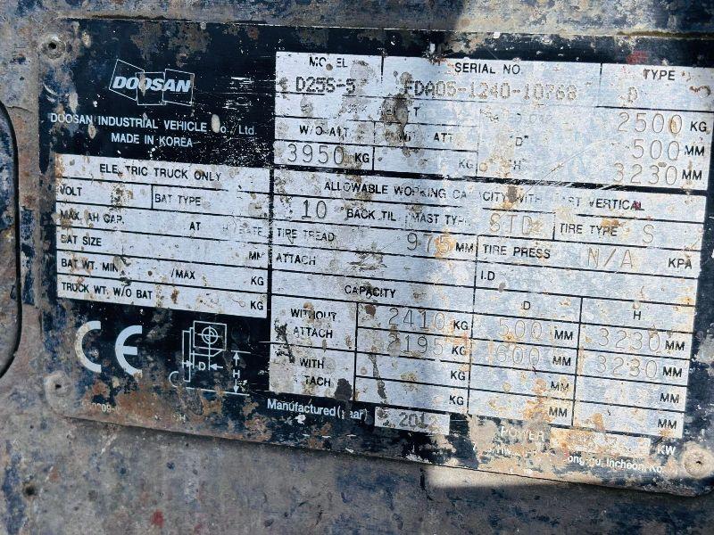 DOOSAN D25S-5 2 STAGE MAST FORKLIFT*YEAR 2012*VIDEO*