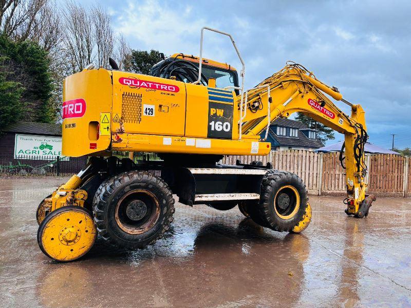 KOMATSU PW160ES-7K 4WD WHEELED EXCAVATOR C/W QUICK HITCH & RAILWAY GEAR *VIDEO*