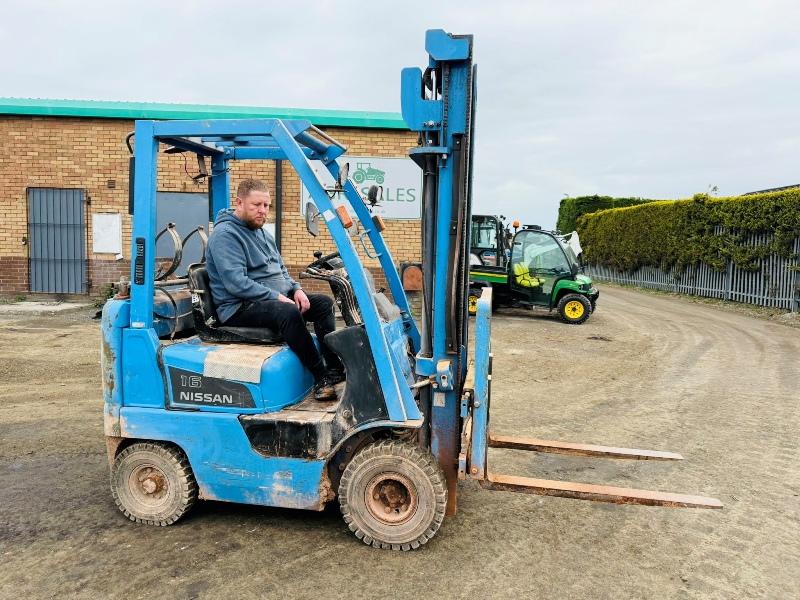 NISSAN 16 PETROL/GAS FORKLIFT*C/W SIDESHIFT*YEAR 2010*VIDEO*