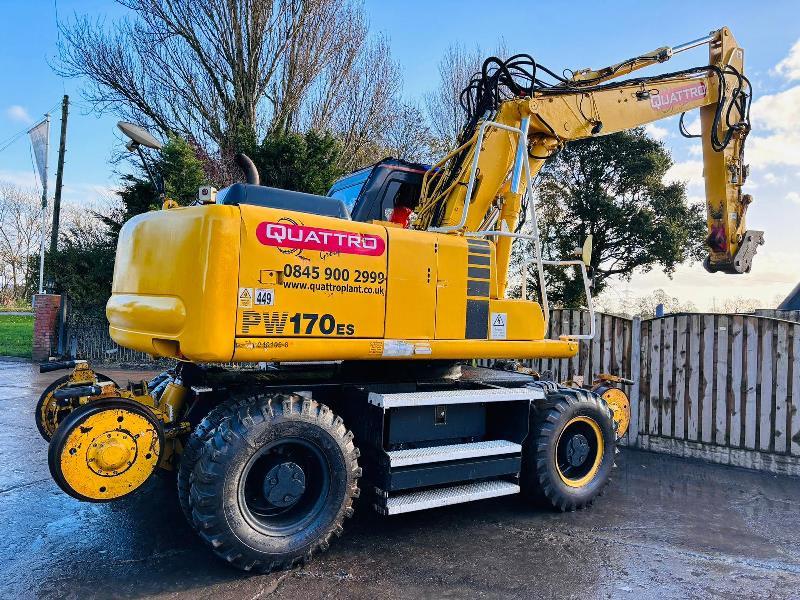 KOMATSU PW170ES-6K 4WD WHEELED EXCAVATOR C/W QUICK HITCH & RAILWAY GEAR *VIDEO*