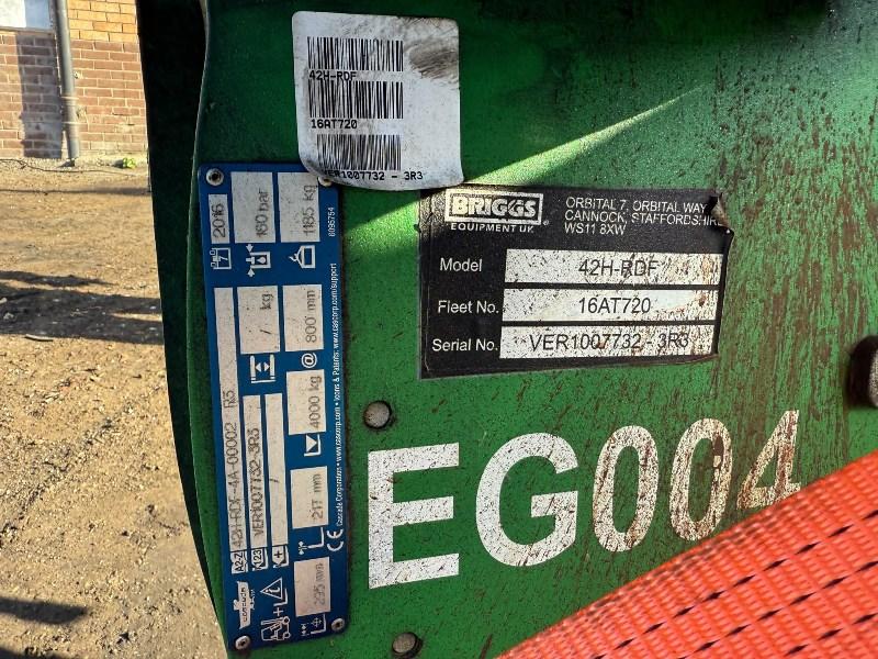 BRIGGS 42H-RDF BALE GRAB*TO SUIT FORKLIFT*YEAR 2016*VIDEO*