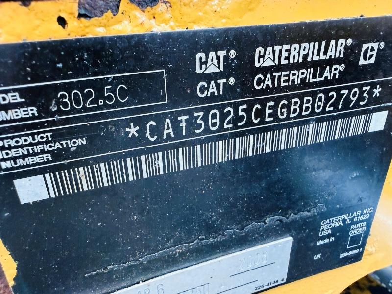 CATERPILLAR 302.5C EXCAVATOR*C/W LOG GRAB*YEAR 2008*VIDEO*