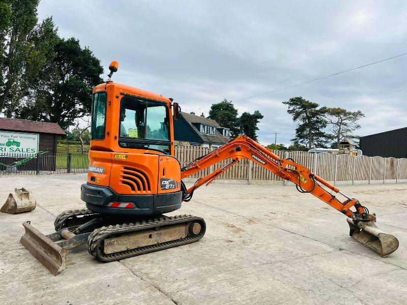 DOOSAN DX27Z TRACKED EXCAVATOR * ZERO SWING , YEAR 2014 * C/W 3 X