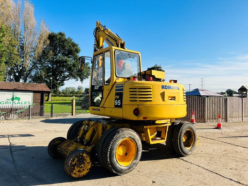 KOMATSU PW95 4WD WHEELED EXCAVATOR C/W 4WS & RAILWAY RUNNING GEAR *VIDEO*