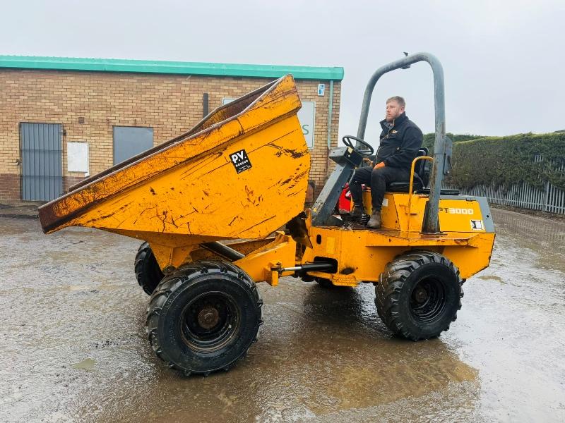 BENFORD PT3000 STRAIGHT TIP DUMPER*C/W KUBOTA ENGINE*VIDEO*