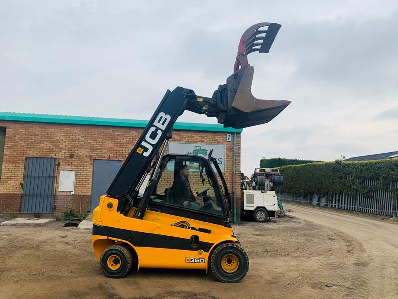 JCB 35D TELETRUK*YEAR 2018*C/W HYDRAULIC MUCK GRAB BUCKET*VIDEO*