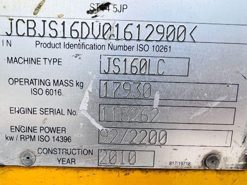 JCB JS160 HIGH RISE CABIN TRACKED EXCAVATOR *YEAR 2010* C/W QUICK HITCH *VIDEO*