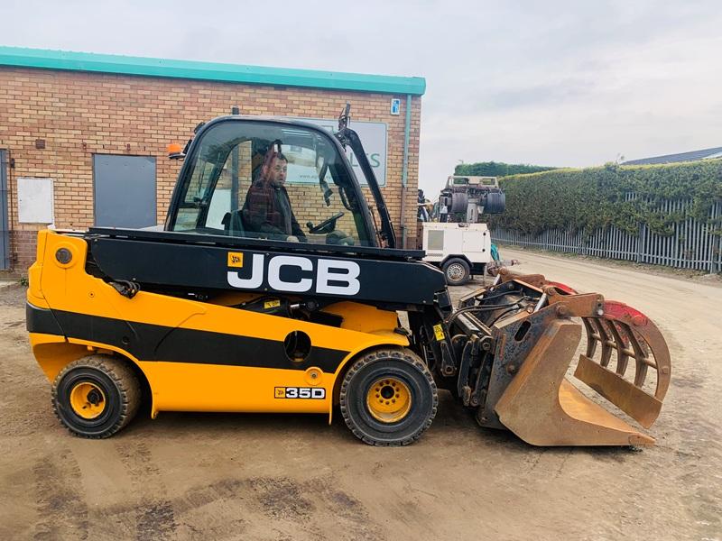 JCB 35D TELETRUK*YEAR 2018*C/W HYDRAULIC MUCK GRAB BUCKET*VIDEO*