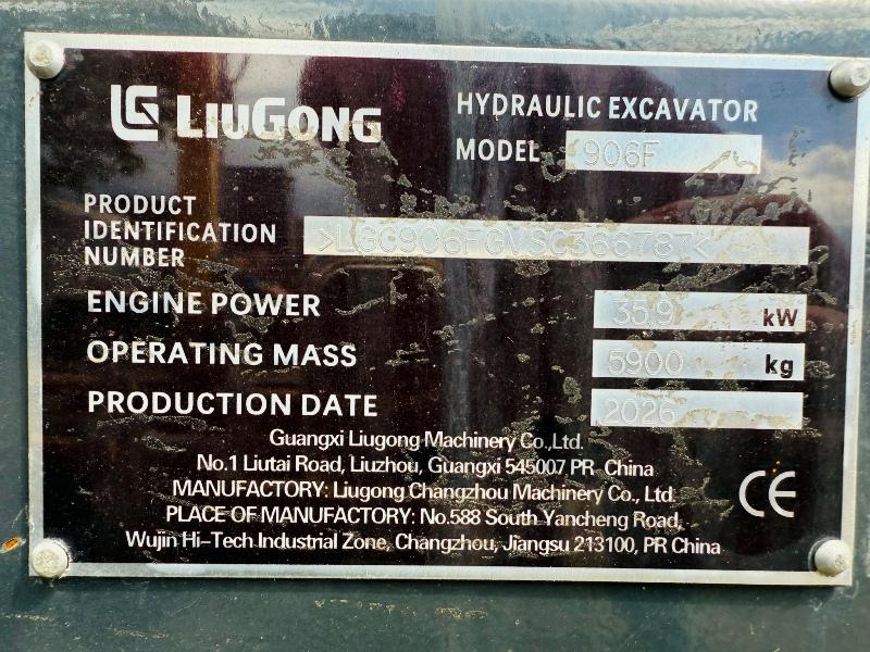 LIUGONG 906F EXCAVATOR*C/W 3 BUCKETS*2026*ONLY 34 HOURS*VIDEO*