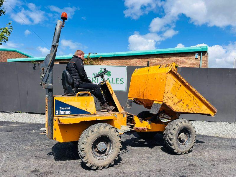 THWAITES MACH570 3 TONNE STRAIGHT TIP DUMPER*READING 1977 HOURS*VIDEO*