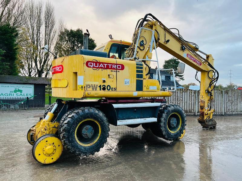 KOMATSU PW130ES-6K 4WD WHEELED EXCAVATOR C/W QUICK HITCH & RAILWAY GEAR *VIDEO*