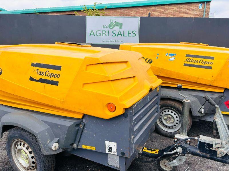ATLAS COPCO TOWABLE AIR COMPRESSOR *CHOICE OF 2*VIDEO*