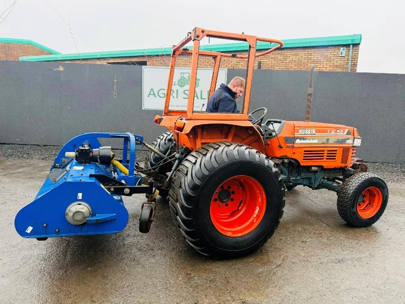 KUBOTA L4150 4WD TRACTOR*C/W RYETECH FLAIL MULCHER*VIDEO*
