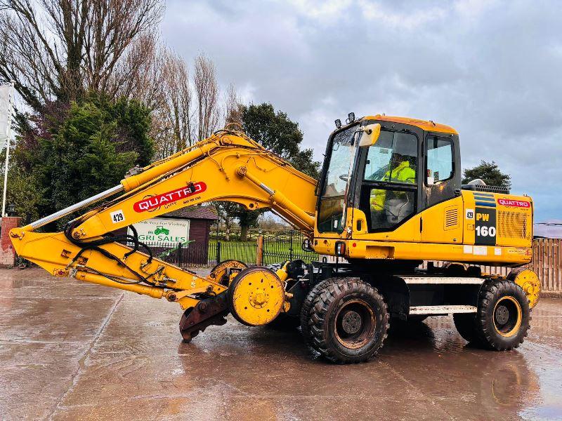 KOMATSU PW160ES-7K 4WD WHEELED EXCAVATOR C/W QUICK HITCH & RAILWAY GEAR *VIDEO*