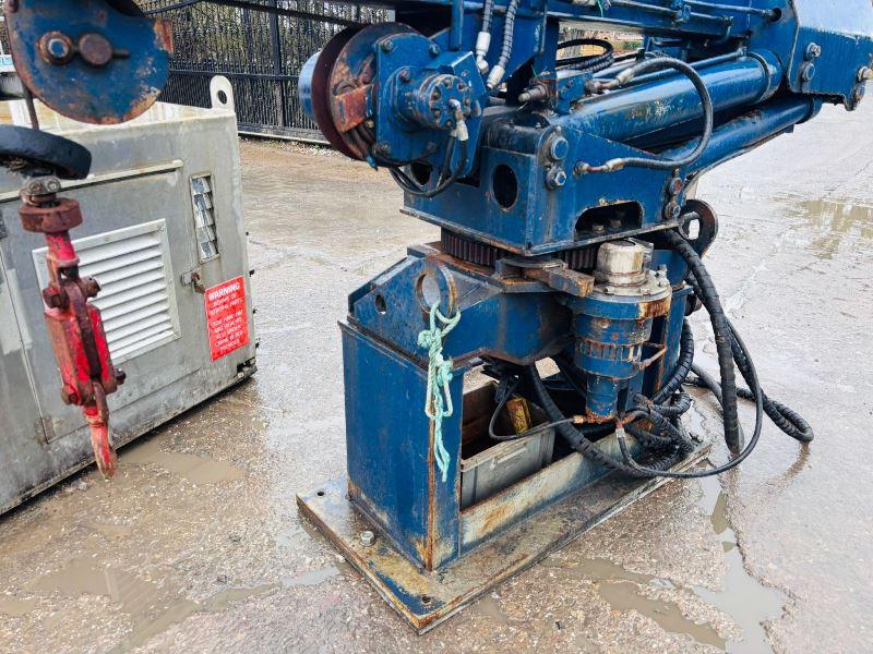 STATIC MARINE CRANE *C/W* PERKINS POWER PACK* OIL & DIESEL TANK*VIDEO*