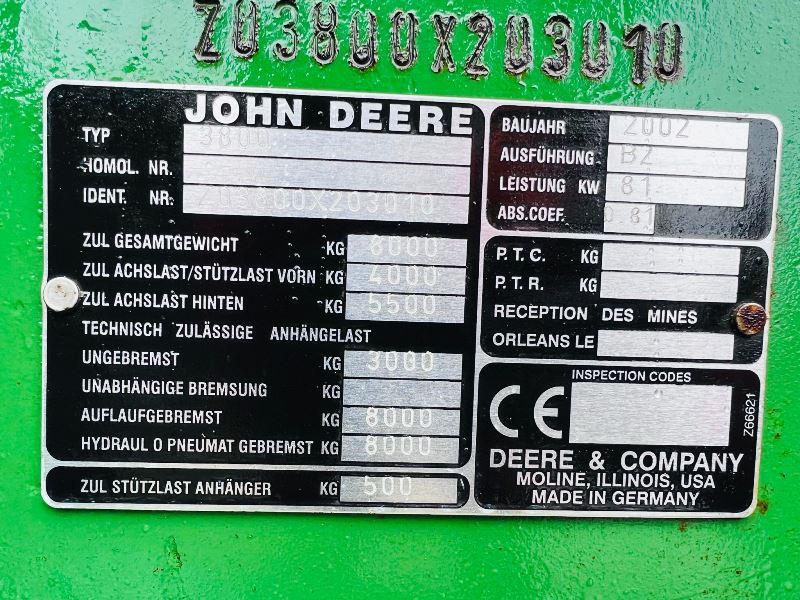 JOHN DEER 3800 4WD TELEHANDLER C/W PIN & CONE HEAD STOCK & TINES *VIDEO*