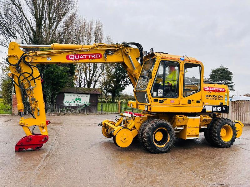 O&K MH5Z 4WD WHEELED EXCAVATOR C/W RAILWAY GEAR & 4 X SUPPORT LEGS *VIDEO*
