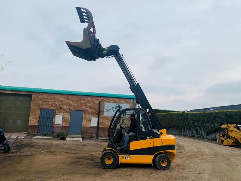 JCB 35D TELETRUK*YEAR 2018*C/W HYDRAULIC MUCK GRAB BUCKET*VIDEO*