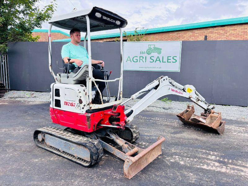 TAKEUCHI TB215R MINI EXCAVATOR*YEAR 2019*C/W 3 BUCKETS/RIPPER*VIDEO*