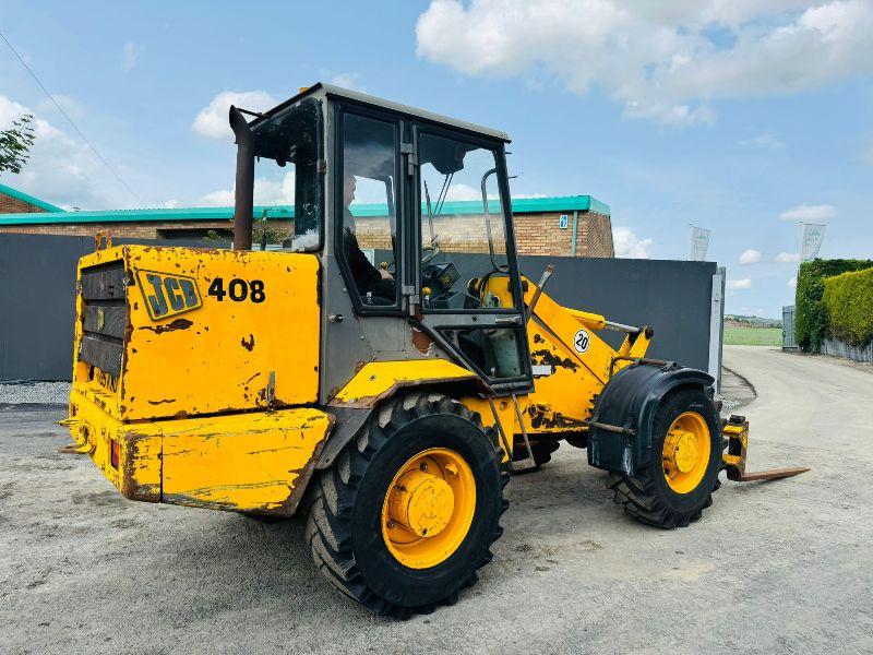 JCB 408 PIVOT STEER HANDLER *C/W LONG PALLET TINES*VIDEO*