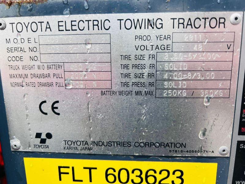 TOYOTA 4CBTY2 ELECTRIC TOW TUG *YEAR 2011* C/W ROLE BAR *VIDEO*