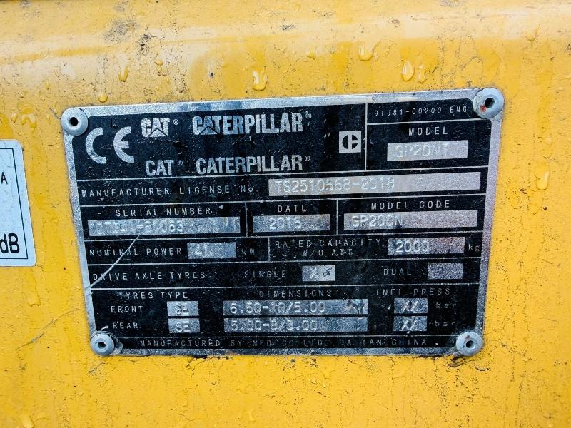 CATERPILLAR GP20NT FORKLIFT*YEAR 2015*C/W PALLET TINES*VIDEO*