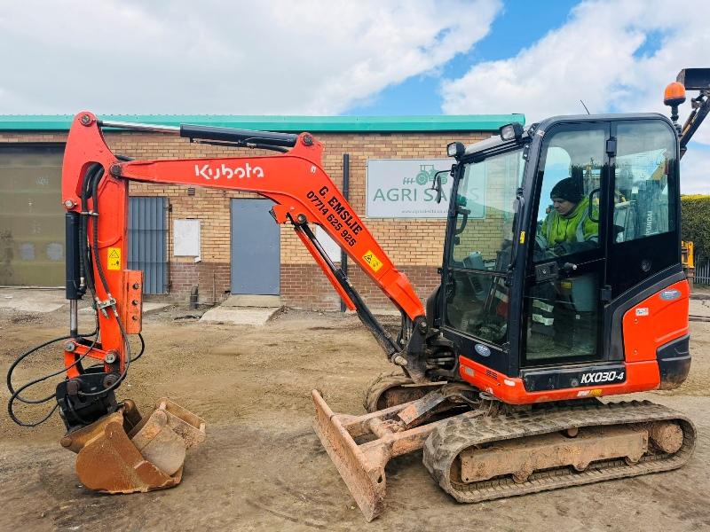 KUBOTA KX030-4 EXCAVATOR*C/W TILT BUCKET*2296 HOURS*YEAR 2019*VIDEO*