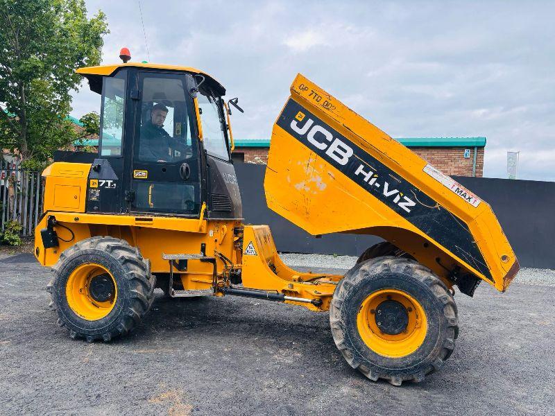 JCB 7FT 7 TONNE STRAIGHT TIP DUMPER*READING 1128 HOURS*YEAR 2018*VIDEO*