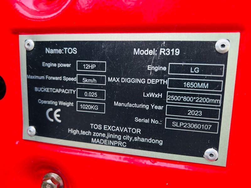 UNUSED TOS R319 TRACKED EXCAVATOR *YEAR 2023* C/W BUCKET *VIDEO*