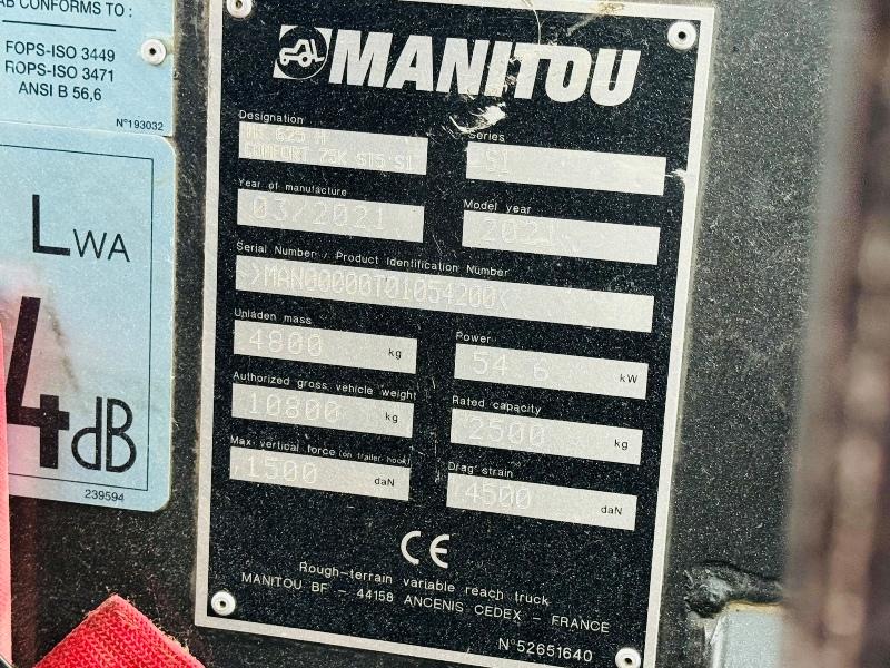 MANITOU MT625H COMFORT TELEHANDLER*YEAR 2021*C/W PALLET TINES*VIDEO*