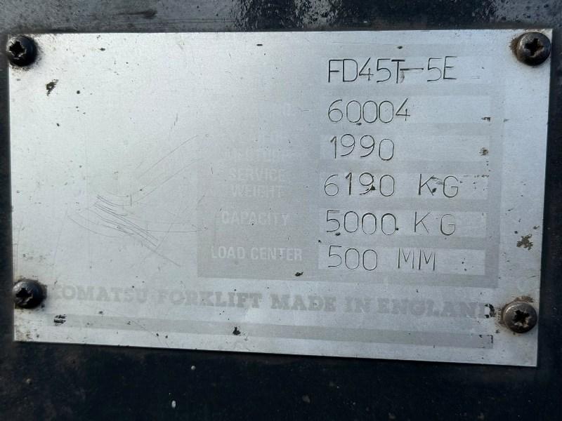 KOMATSU FD45T-5E FORKLIFT*C/W PALLET TINES*VIDEO*