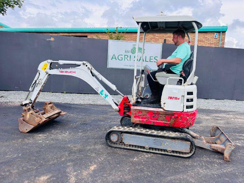 TAKEUCHI TB215R MINI EXCAVATOR*YEAR 2019*C/W 3 BUCKETS/RIPPER*VIDEO*