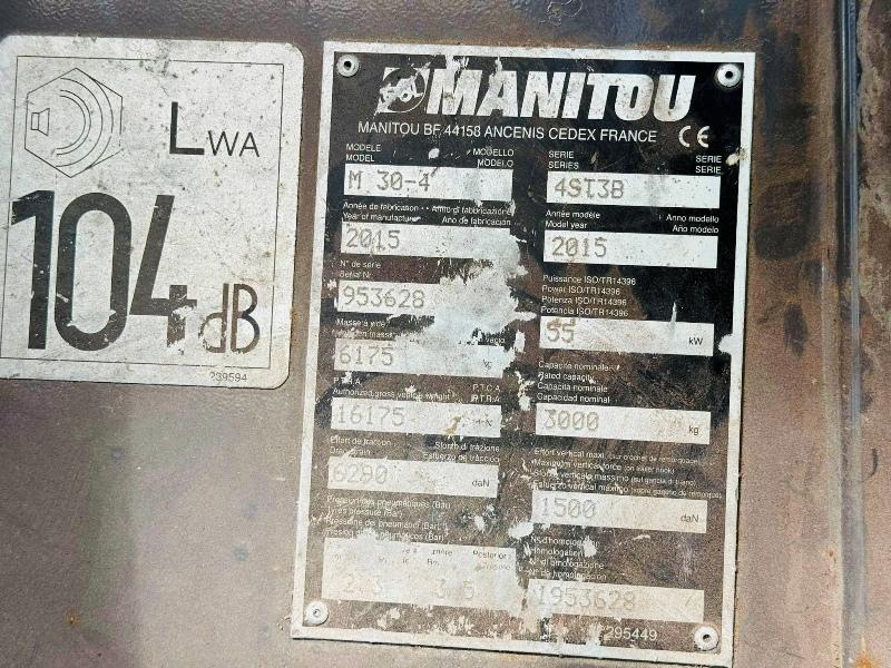 MANITOU M30-4 FORKLIFT*C/W PUH*YEAR 2015*8030 HOURS*VIDEO*