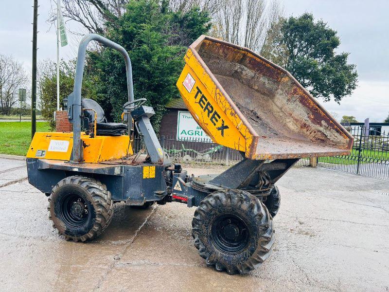 TEREX TA3 4WD SWIVEL TIP DUMPER *YEAR 2012, 1422 HOURS* C/W KUBOTA ENGINE *VIDEO*