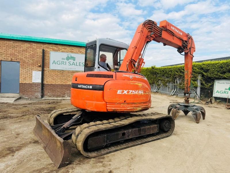 HITACHI EX75UR EXCAVATOR*C/W 5 TINE SCRAP GRAB*VIDEO*