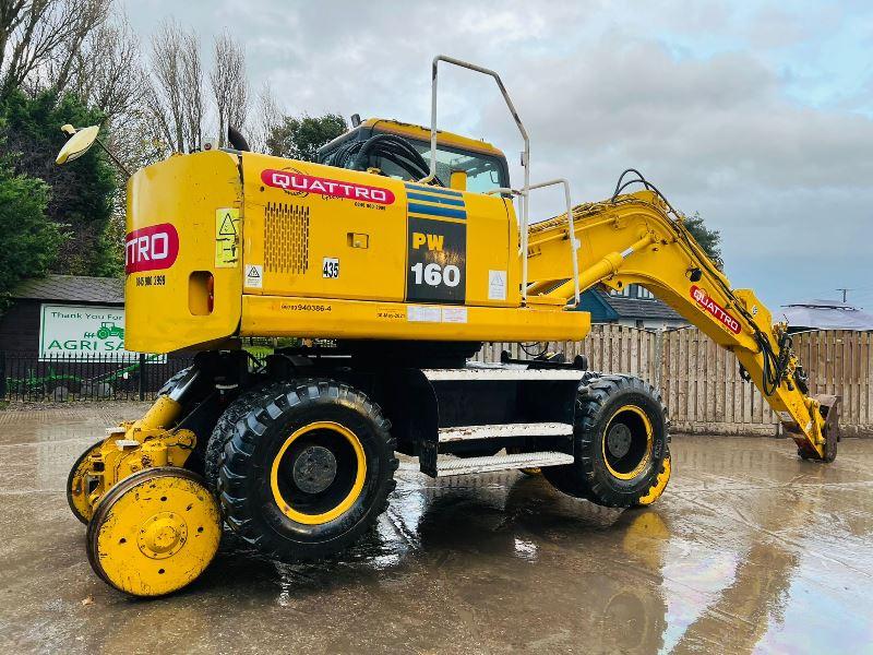 KOMATSU PW160ES-7K 4WD WHEELED EXCAVATOR C/W QUICK HITCH & RAILWAY GEAR *VIDEO*