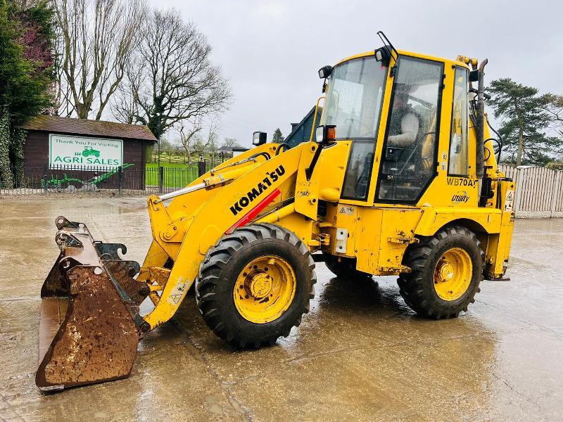 KOMATSU WB70A 4WD PIVOT STEER BACKHOE DIGGER C/W QUICK HITCH *VIDEO*
