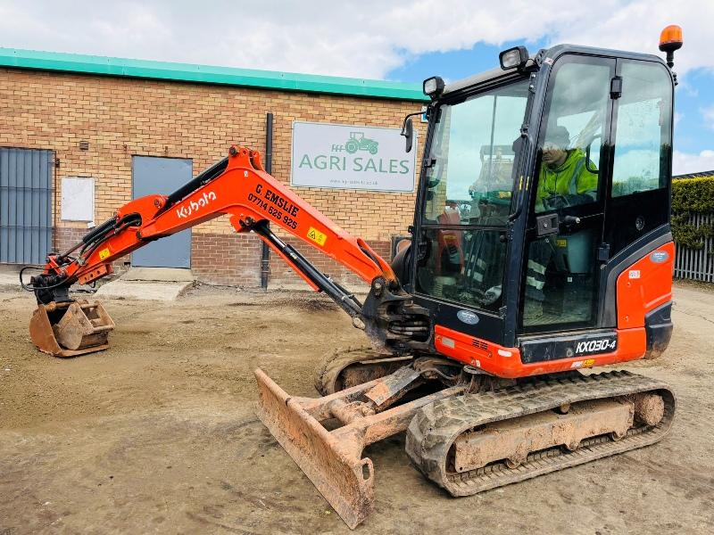 KUBOTA KX030-4 EXCAVATOR*C/W TILT BUCKET*2296 HOURS*YEAR 2019*VIDEO*