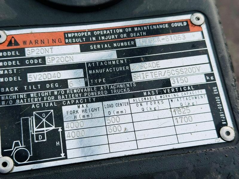 CATERPILLAR GP20NT FORKLIFT*YEAR 2015*C/W PALLET TINES*VIDEO*
