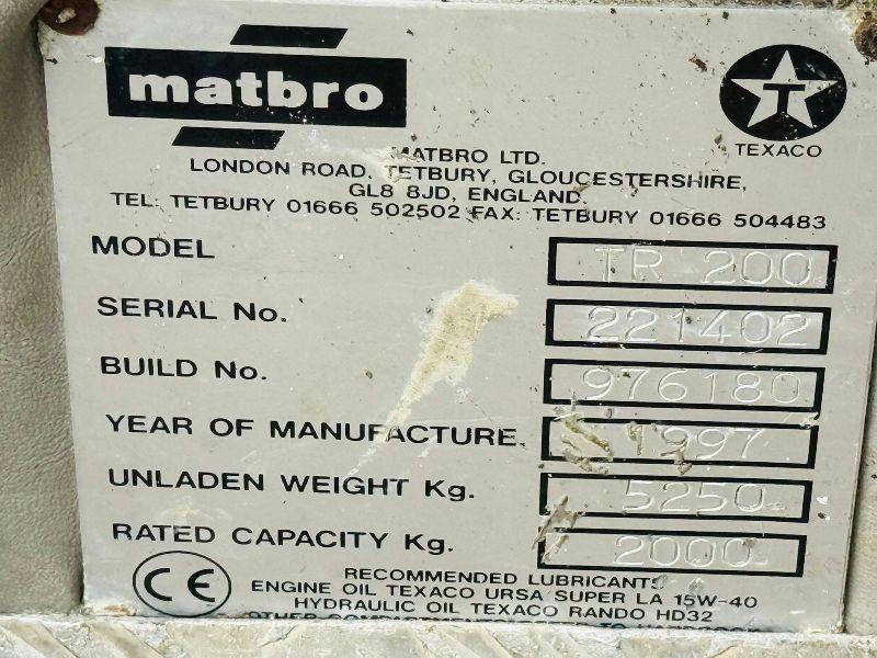 MATBRO TR200 4WD TELEHANDLER *C/W PIN AND CONE HEAD STOCK & BUCKET*VIDEO*